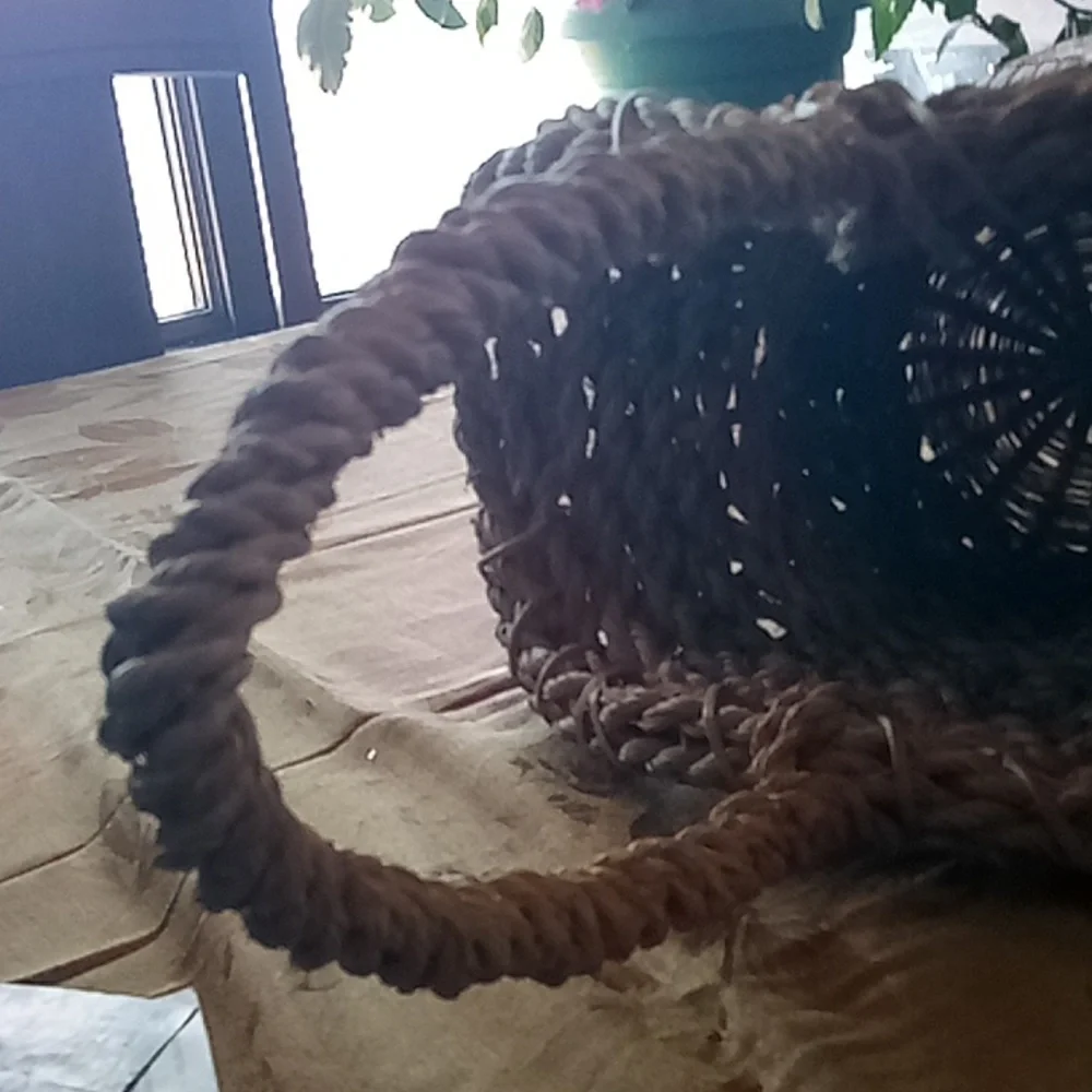 Vintage hemp rope and wicker basket